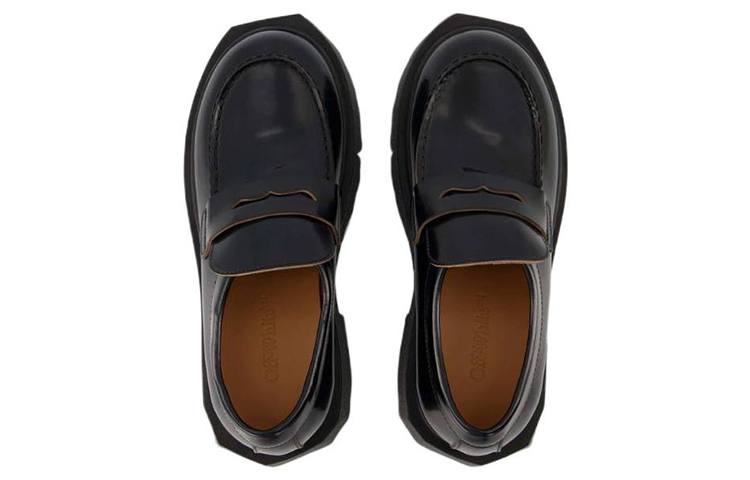 Lookbook (W) Off-White Slip-On Kulit Persegi 'Hitam' OWIG002C99LEA0011056