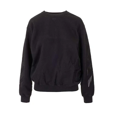 (Women) OFF-WHITE Logo Cotton Pullover Sweatshirt Oversized Fit Women’s Black OMBA046E19F30096-1010