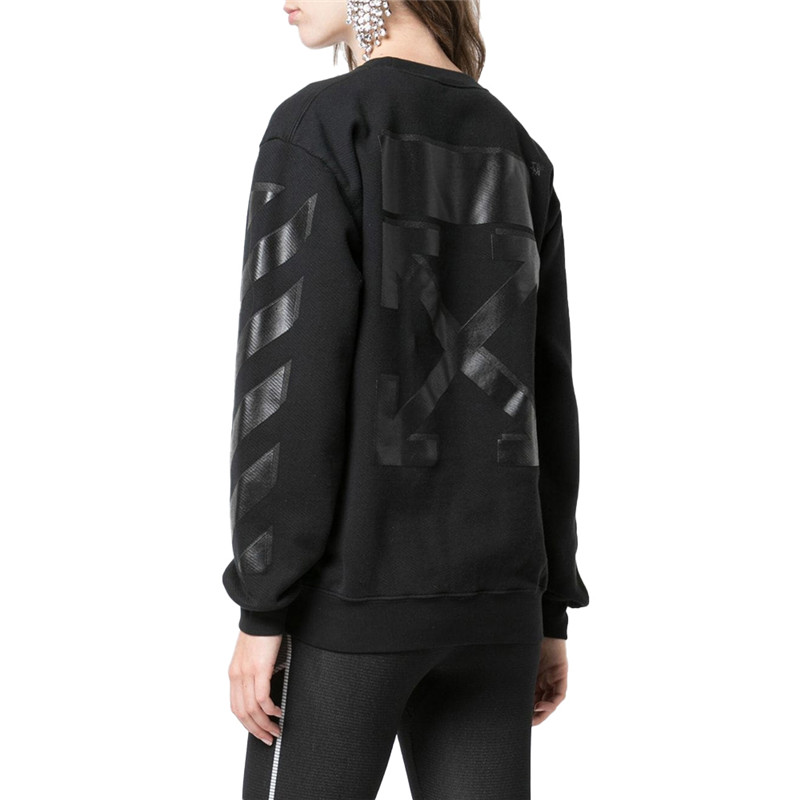 Shop (W) OFF-WHITE Logo Baju Sejuk Kapas Oversized Wanita Hitam OMBA046E19F30096-1010