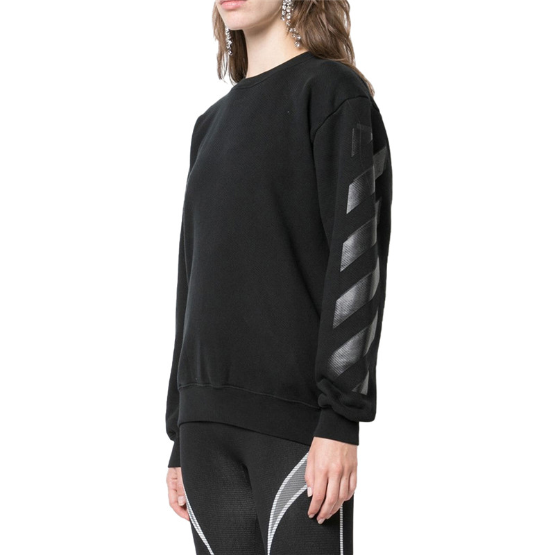 Purchase (W) OFF-WHITE Logo Baju Sejuk Kapas Oversized Wanita Hitam OMBA046E19F30096-1010