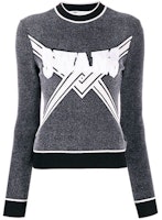 (Women) OFF-WHITE Logo Embroidered Slim Fit Crewneck Sweater Women’s Grey OWHE013E19B700731002 (Women) OFF-WHITE Logo Embroidered Slim Fit Crewneck Sweater Women’s Grey OWHE013E19B700731002