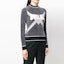 Shop (W) OFF-WHITE Logo Sulaman Slim Fit Crewneck Sweater Wanita Kelabu OWHE013E19B700731002