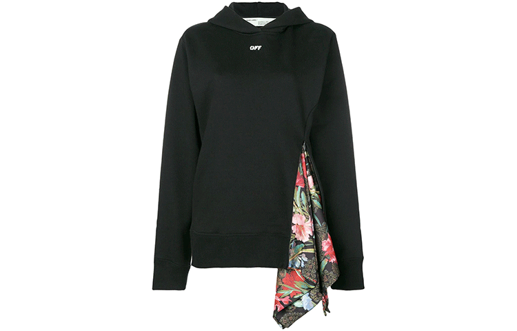 (Women) OFF-WHITE Logo Print Pullover Hoodie Regular Fit Black OWBB026E180030851001