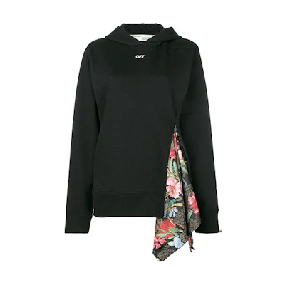 (Women) OFF-WHITE Logo Print Pullover Hoodie Regular Fit Black OWBB026E180030851001