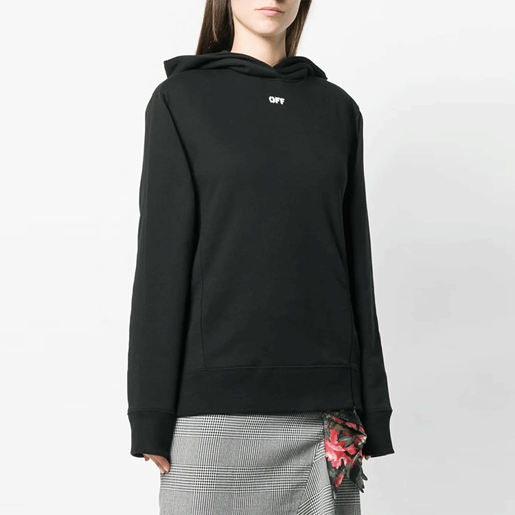 (Women) OFF-WHITE Logo Print Pullover Hoodie Regular Fit Black OWBB026E180030851001 圖 5