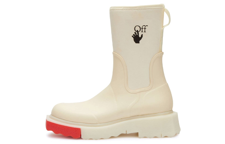 (Women) Off-White Logo Printed Rain Boot 'Ecru' OWIE016S22MAT001-0125
