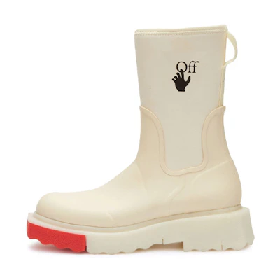 (W) Off-White Logo Printed Rain Boot 'Ecru'