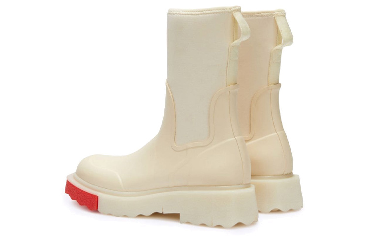 Shop (W) Boot Hujan Off-White Logo 'Ecru' OWIE016S22MAT001-0125