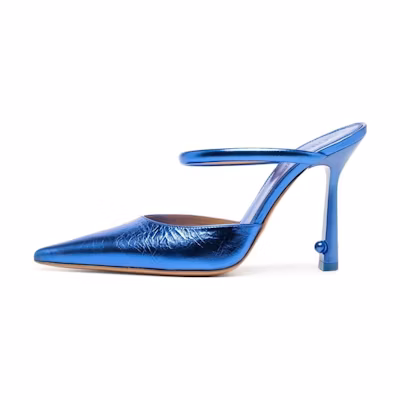 (W) Off-White Lollipop Metal Mule Blue