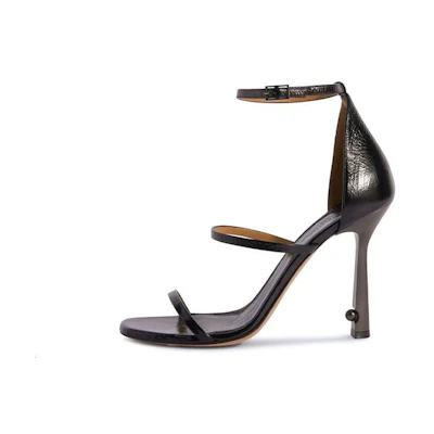 (W) Off-White Lollipop Strappy Sandal Black