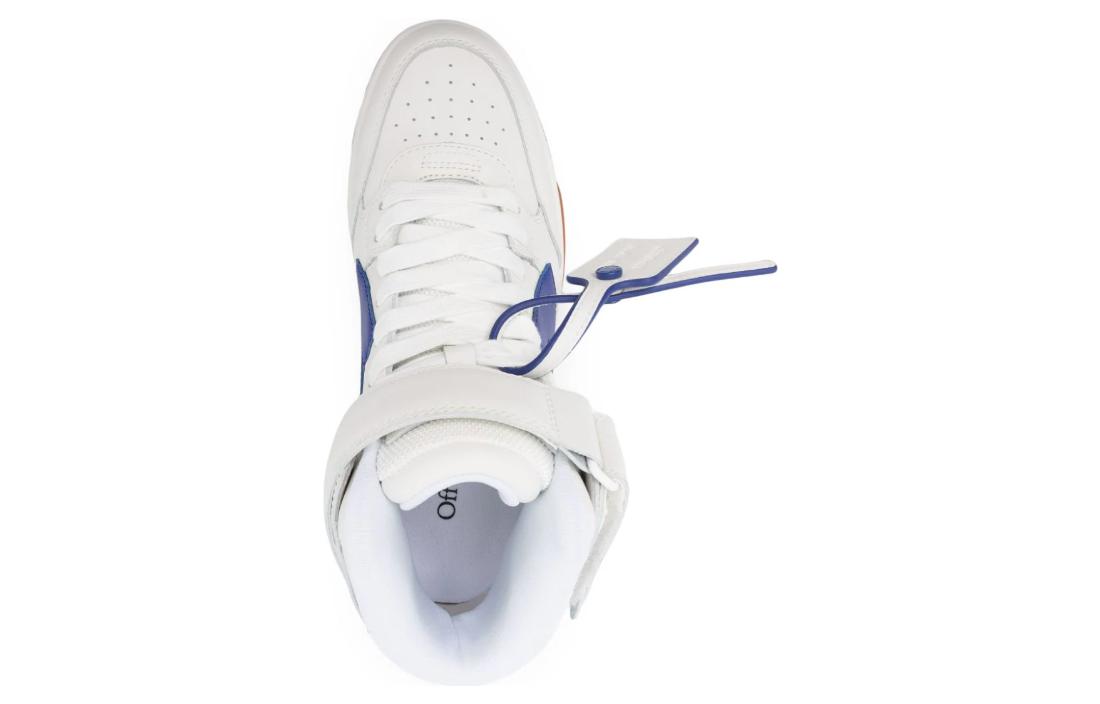 Shop OFF-WHITE 小牛皮 圓頭繫帶 中筒 帆布鞋 女款 白色