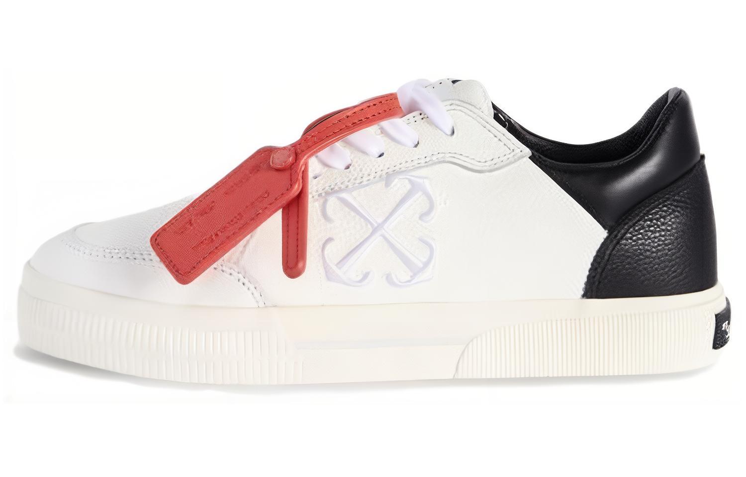 Buy (Women) Off-White New Low Vulcanized Leather Sneakers 'White Black' OWIA288S24LEA0010110