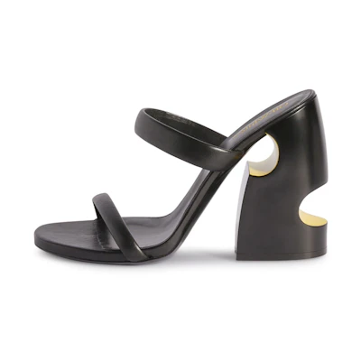 (W) Off-White Pop Bulky Nappa Mule Black