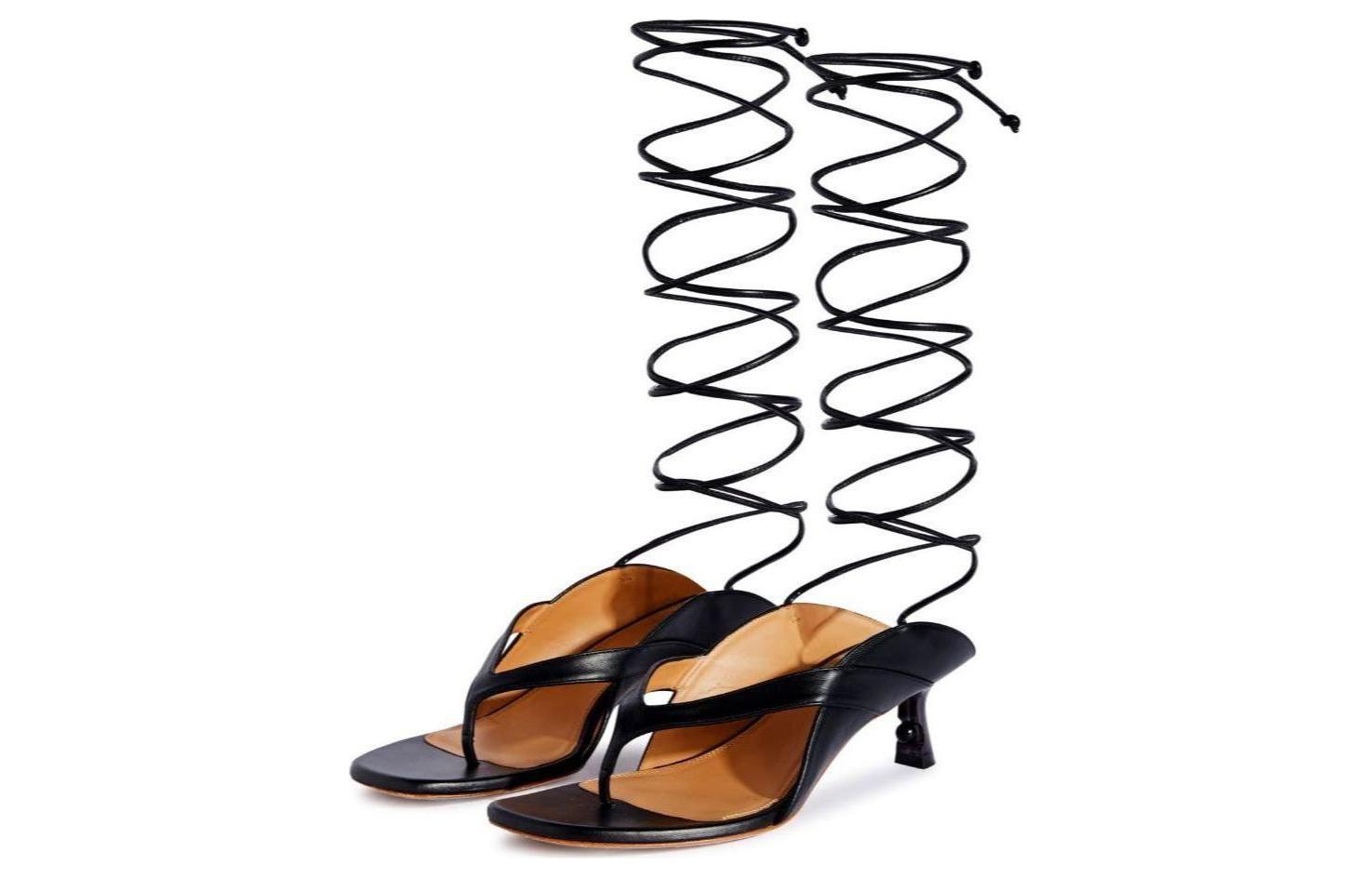 Lookbook (Women) Off-White Roman Sandals 'Black Leather' OWIH057S24LEA0011009