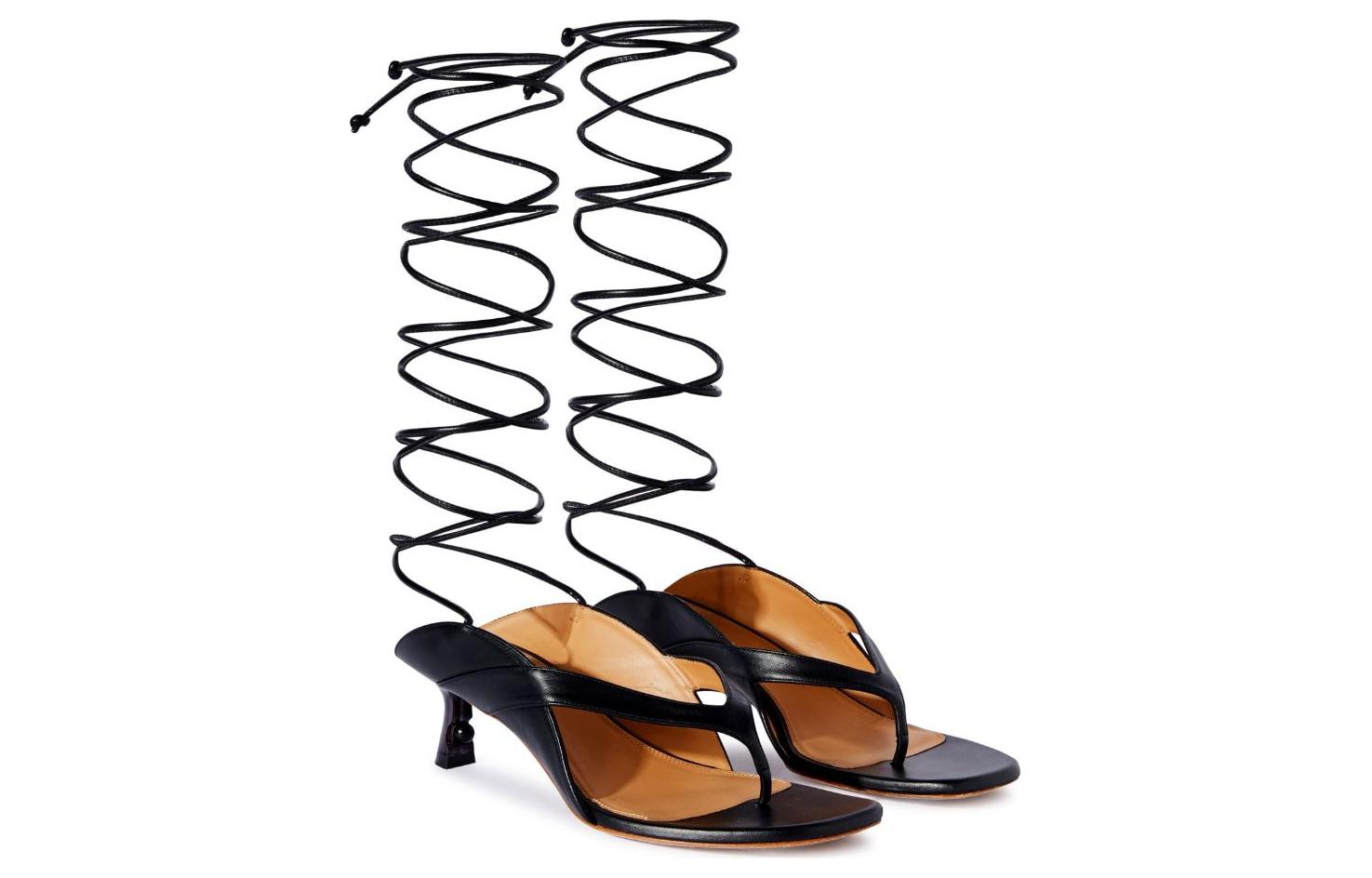Shop (Women) Off-White Roman Sandals 'Black Leather' OWIH057S24LEA0011009