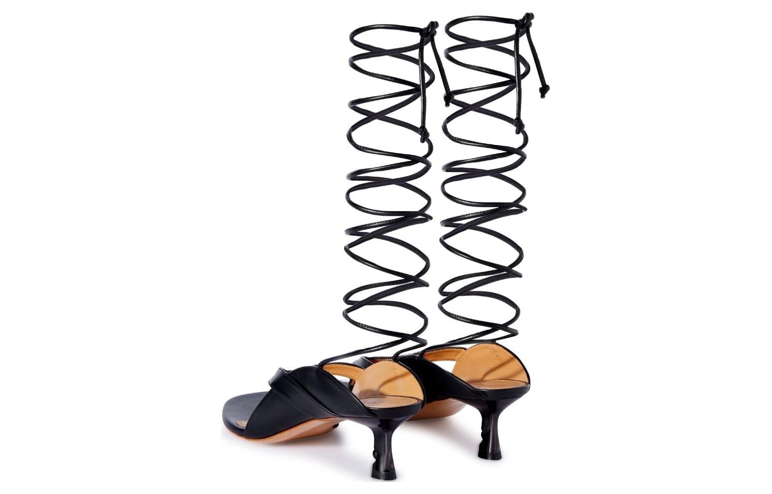 Purchase (Women) Off-White Roman Sandals 'Black Leather' OWIH057S24LEA0011009