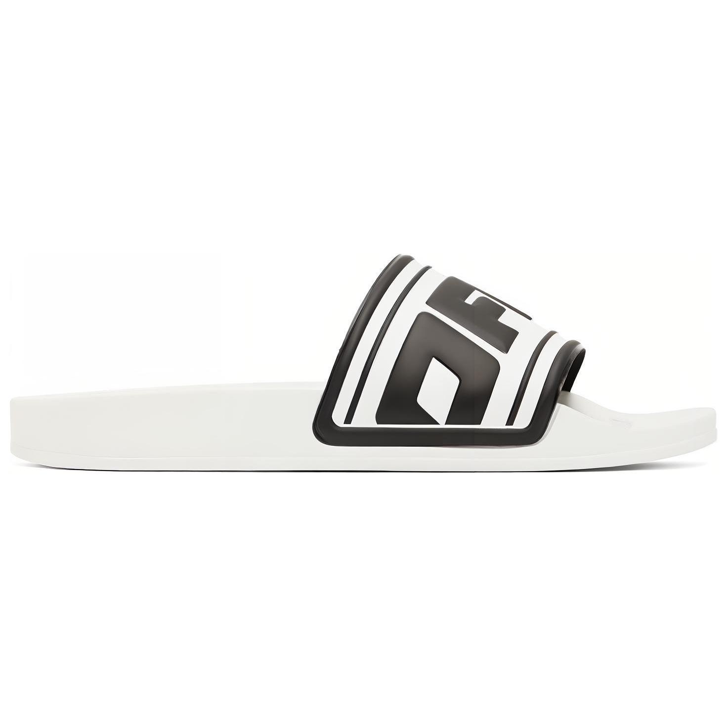 Order (W) 오프화이트 블랙앤화이트 러버 슬라이드 OWIC007S22MAT0010110