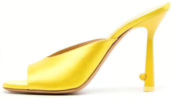 (Women) Off-White Satin Mule Heels 'Yellow' OWIJ025S23FAB0021818 (Women) Off-White Satin Mule Heels 'Yellow' OWIJ025S23FAB0021818