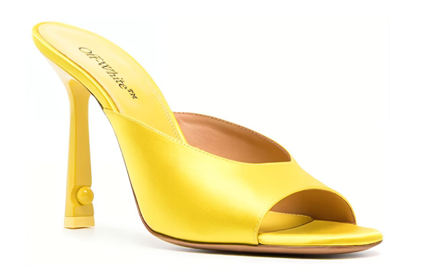 Order (Women) Off-White Satin Mule Heels 'Yellow' OWIJ025S23FAB0021818