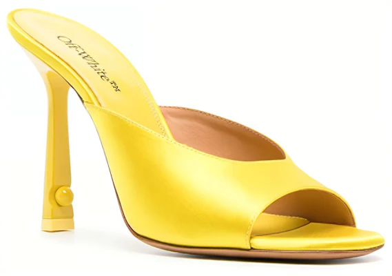 (Women) Off-White Satin Mule Heels 'Yellow' OWIJ025S23FAB0021818 Order (Women) Off-White Satin Mule Heels 'Yellow' OWIJ025S23FAB0021818
