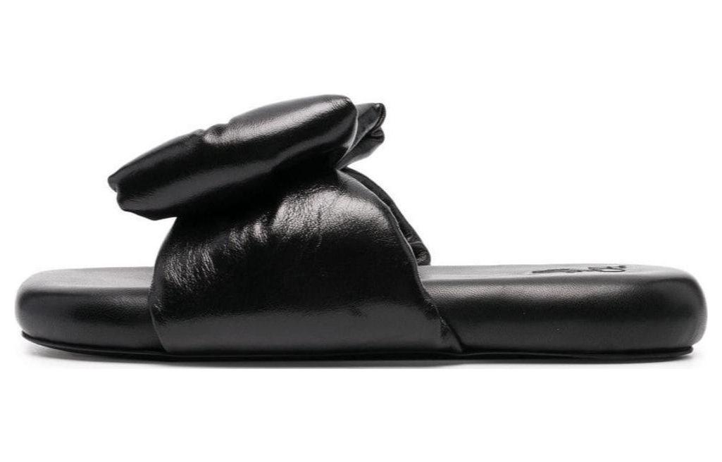 (W) Off-White Slides 'Black Leather'