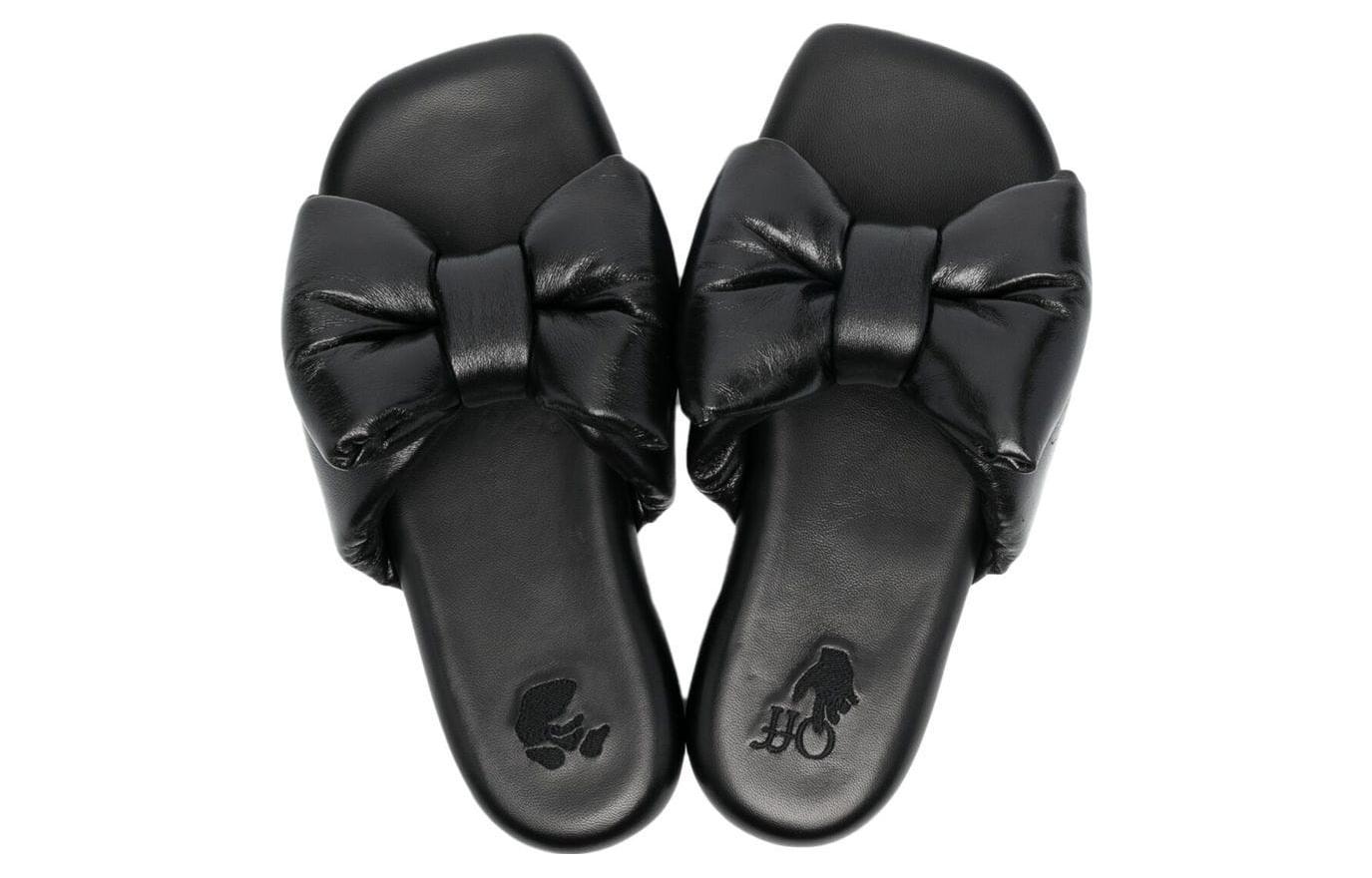 (W) Off-White Slides 'Black Leather' 圖 4