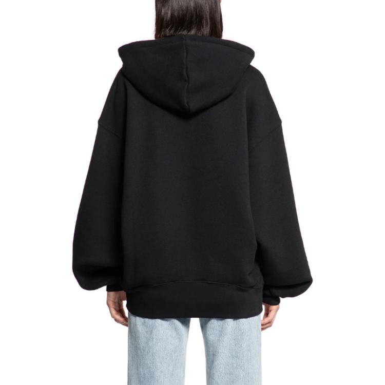 (Women) Off-White Slim Fit Black Hoodie with Drawstring and Letter Print OWBB058C99FLE0011001 圖 3