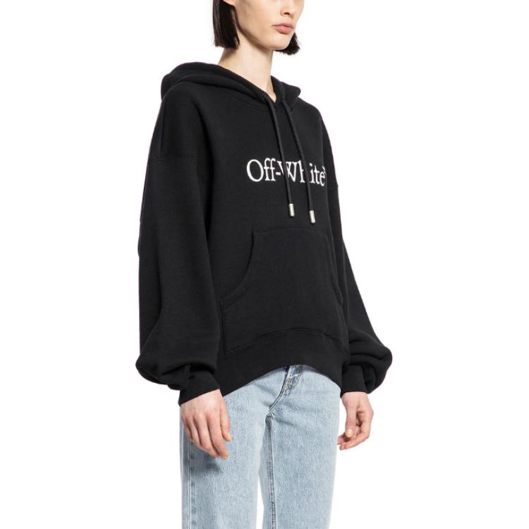 (Women) Off-White Slim Fit Black Hoodie with Drawstring and Letter Print OWBB058C99FLE0011001 圖 4