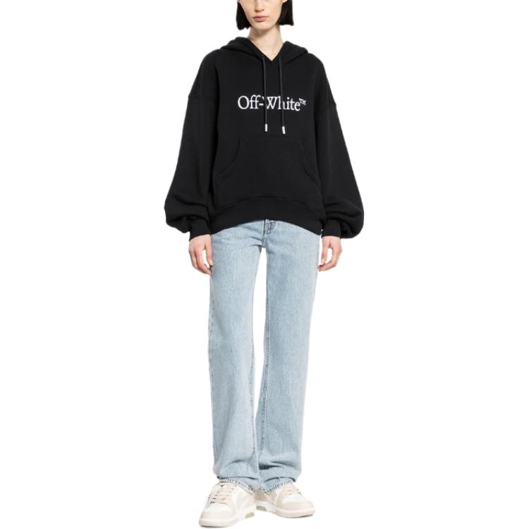 (Women) Off-White Slim Fit Black Hoodie with Drawstring and Letter Print OWBB058C99FLE0011001 圖 5