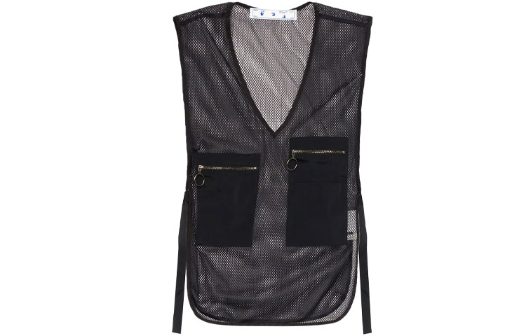 (Women) OFF-WHITE Slim Fit Black V-Neck Sleeveless Utility Vest OWEA209S20FAB0011000