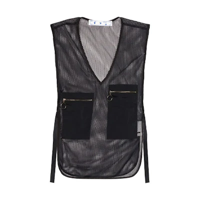 (Women) OFF-WHITE Slim Fit Black V-Neck Sleeveless Utility Vest OWEA209S20FAB0011000