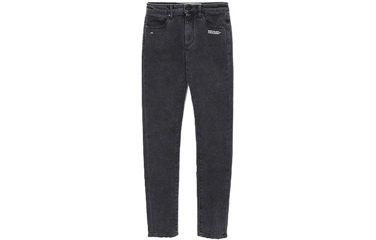 (Women) OFF-WHITE Slim Fit Denim Pants with Stitch Detailing - Dark Grey OFWJNA00647ADGYX