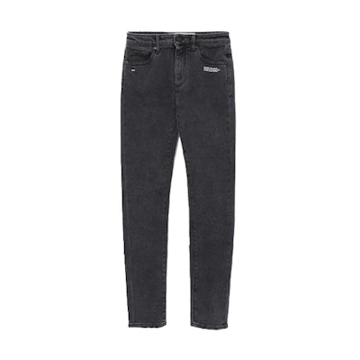 (Women) OFF-WHITE Slim Fit Denim Pants with Stitch Detailing - Dark Grey OFWJNA00647ADGYX