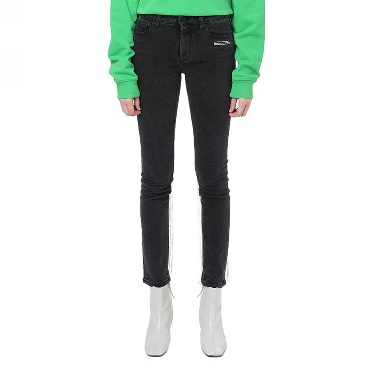 Lookbook (W) OFF-WHITE 修身牛仔褲帶縫線細節 - 深灰色 OFWJNA00647ADGYX
