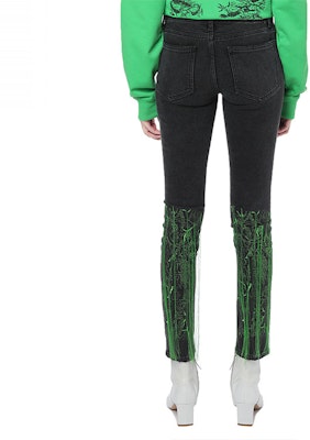 (W) OFF-WHITE 修身牛仔褲帶縫線細節 - 深灰色 OFWJNA00647ADGYX Shop (W) OFF-WHITE 修身牛仔褲帶縫線細節 - 深灰色 OFWJNA00647ADGYX