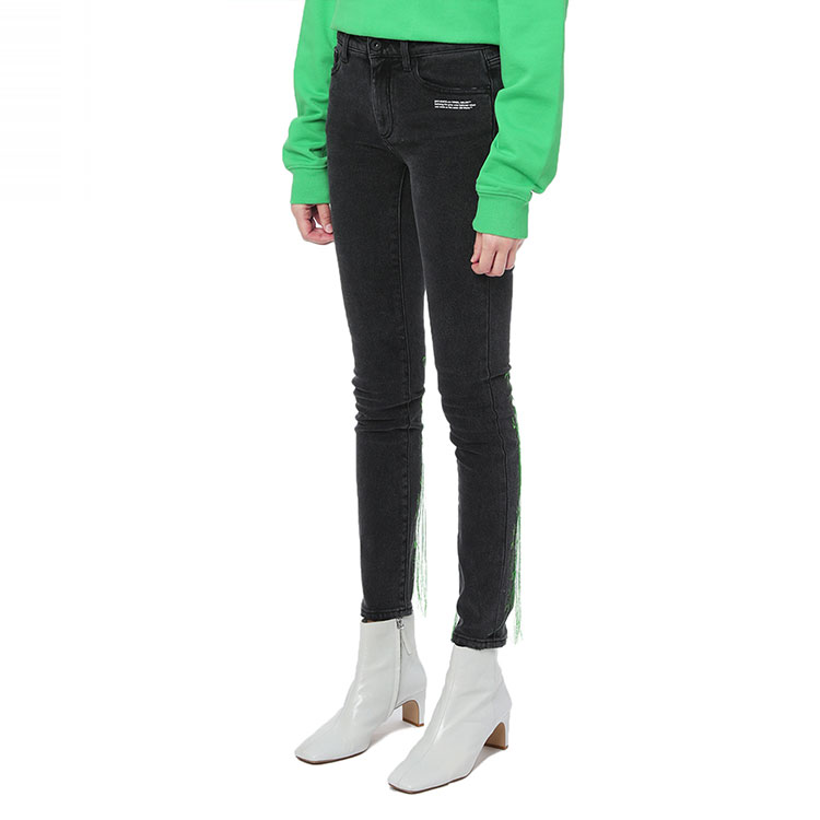 Purchase (W) OFF-WHITE 修身牛仔褲帶縫線細節 - 深灰色 OFWJNA00647ADGYX