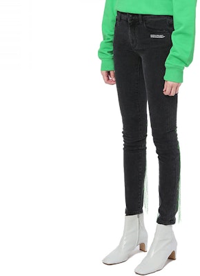 (W) OFF-WHITE 修身牛仔褲帶縫線細節 - 深灰色 OFWJNA00647ADGYX Purchase (W) OFF-WHITE 修身牛仔褲帶縫線細節 - 深灰色 OFWJNA00647ADGYX