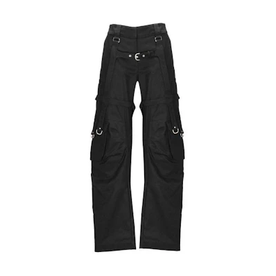 (Women) OFF-WHITE Solid Color Straight Fit Casual Pants Black Womens Regular Fit OWCF019C99FAB0011000