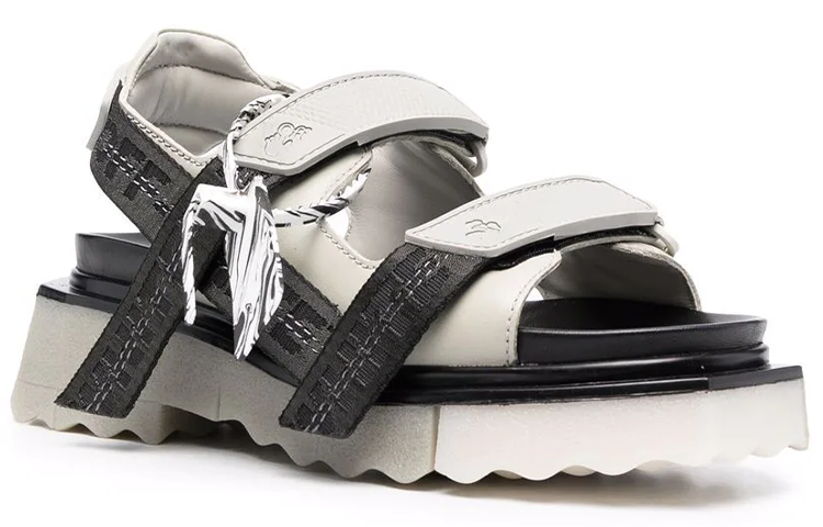 Lookbook (W) 오프화이트 베이지 스폰지 트렉 샌들 OWIH013F21LEA001-6110