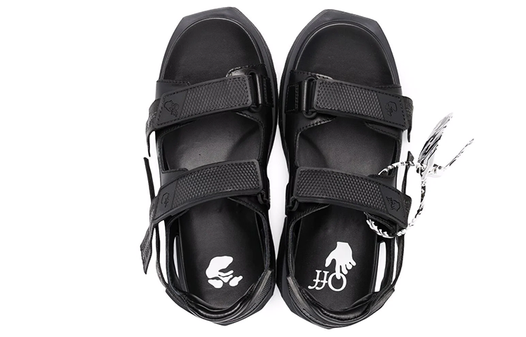 Shop (W) Off-White 黑蓝色登山绑带海绵凉鞋 OWIH013F21LEA0011010