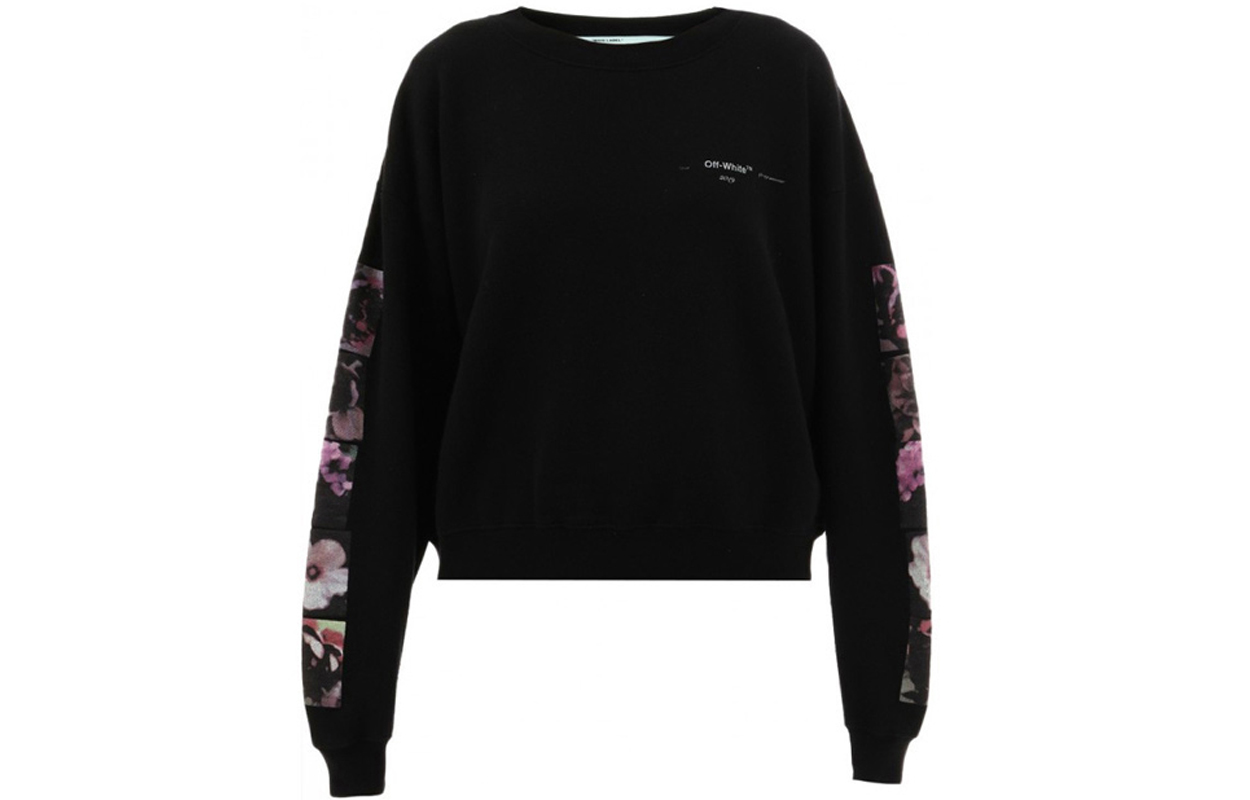 (Women) Off-White SS19 Floral Print Oversized Sweatshirt Black OWBA047S19D970791088