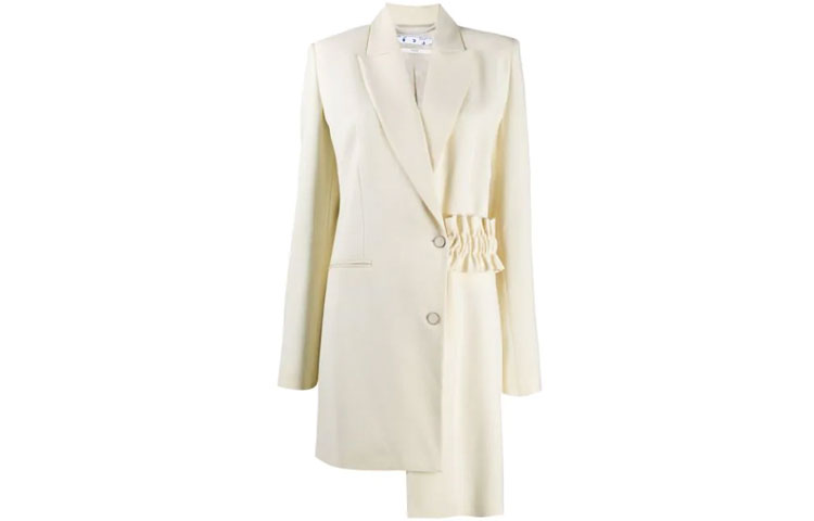 Order (W) OFF-WHITE SS20 Kot Logo Asimetris Single-Breasted OWEF057F20FAB0036110