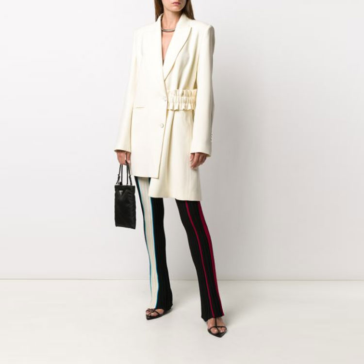 Lookbook (W) OFF-WHITE SS20 Kot Logo Asimetris Single-Breasted OWEF057F20FAB0036110