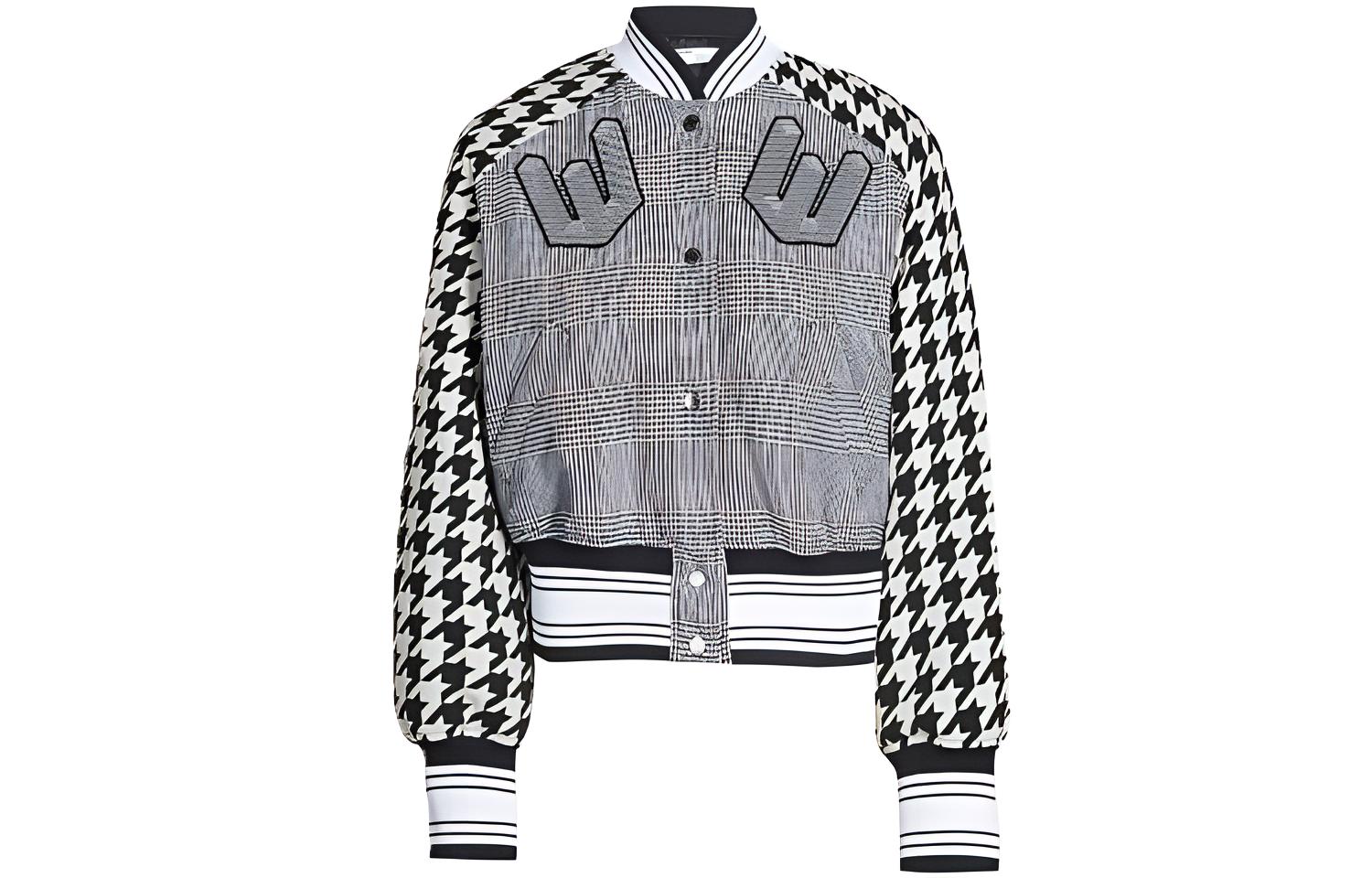 (Women) OFF-WHITE SS21 Houndstooth Logo Jacket Varsity Style Baseball Bomber Women 0WEA143E18A740739901