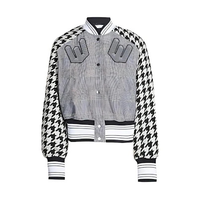 (Women) OFF-WHITE SS21 Houndstooth Logo Jacket Varsity Style Baseball Bomber Women 0WEA143E18A740739901