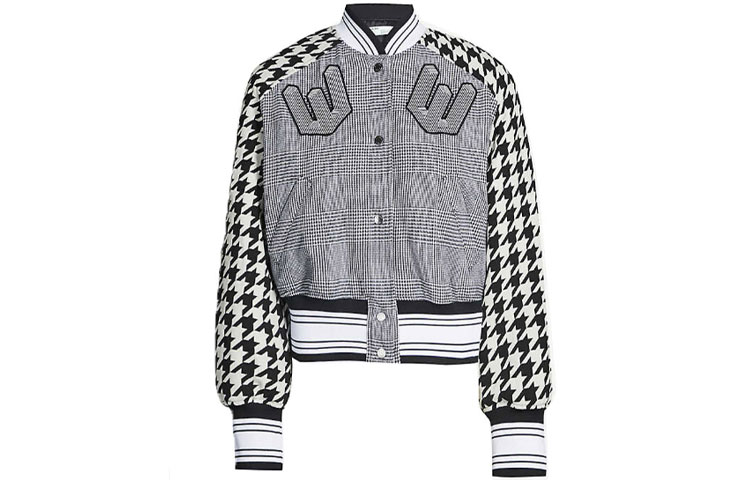Order (W) 오프화이트 SS21 하운드투스 로고 재킷 바시티 스타일 야구 봄버 여성용 0WEA143E18A740739901