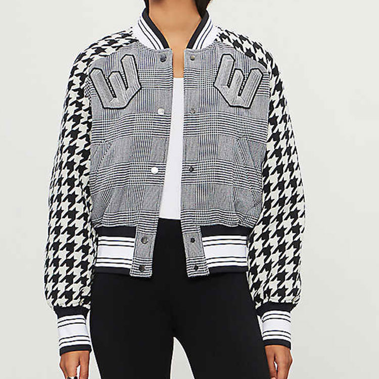 Lookbook (W) 오프화이트 SS21 하운드투스 로고 재킷 바시티 스타일 야구 봄버 여성용 0WEA143E18A740739901