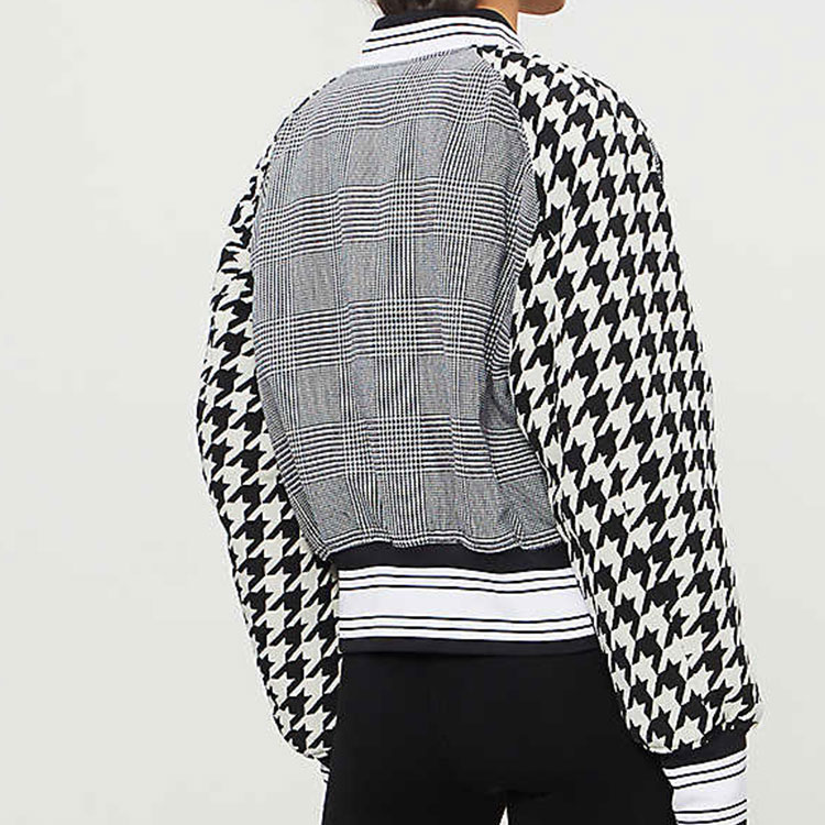 Shop (W) 오프화이트 SS21 하운드투스 로고 재킷 바시티 스타일 야구 봄버 여성용 0WEA143E18A740739901