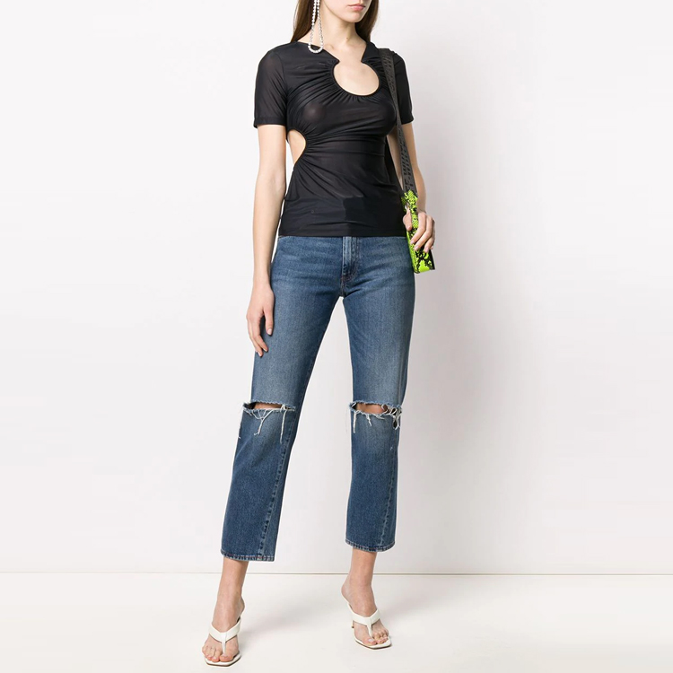 (Women) OFF-WHITE SS21 Logo Cut-Out Pleated Short-Sleeve T-Shirt Women OWAD117S20FAB0011000 圖 3