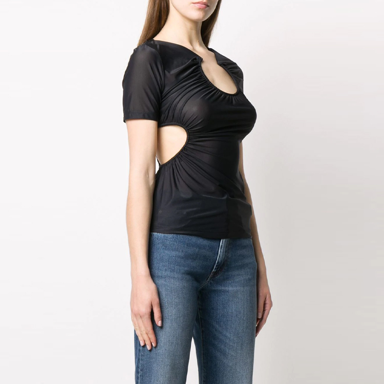 (Women) OFF-WHITE SS21 Logo Cut-Out Pleated Short-Sleeve T-Shirt Women OWAD117S20FAB0011000 圖 4